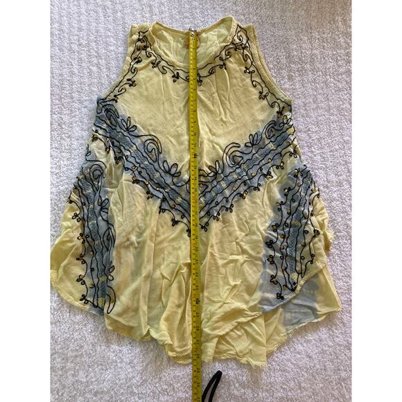 California Woman Embroidered Yellow Tank Top Fairycore Boho Vintage Y2K Indie OS - Picture 6 of 6